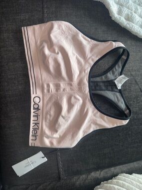 Calvin Klein Light Pink & Black Mesh Sports Bralette